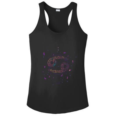 Cancer Floral Zodiac Ladies PosiCharge Competitor Racerback Tank