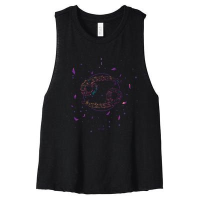 Cancer Floral Zodiac Women's Racerback Cropped Tank