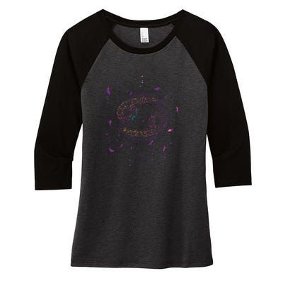 Cancer Floral Zodiac Women's Tri-Blend 3/4-Sleeve Raglan Shirt