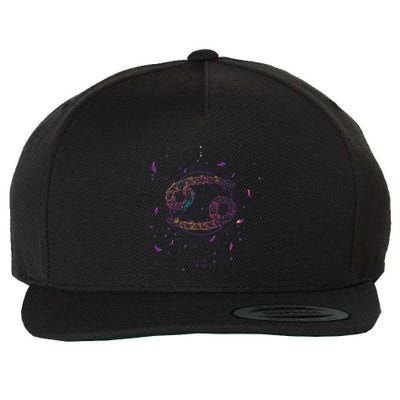 Cancer Floral Zodiac Wool Snapback Cap