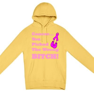 Cancer You Picked The Wrong Bitch Breast Cancer Premium Pullover Hoodie