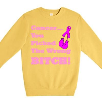 Cancer You Picked The Wrong Bitch Breast Cancer Premium Crewneck Sweatshirt