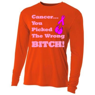 Cancer You Picked The Wrong Bitch Breast Cancer Cooling Performance Long Sleeve Crew