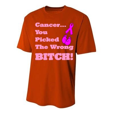 Cancer You Picked The Wrong Bitch Breast Cancer Performance Sprint T-Shirt