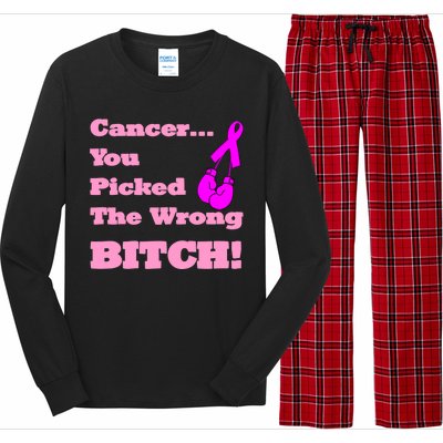 Cancer You Picked The Wrong Bitch Breast Cancer Long Sleeve Pajama Set