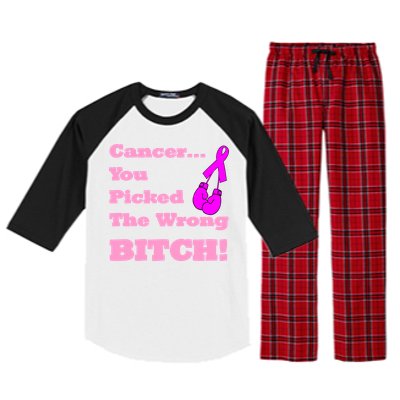 Cancer You Picked The Wrong Bitch Breast Cancer Raglan Sleeve Pajama Set