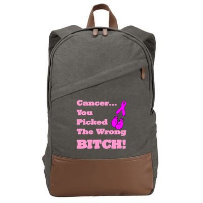 Cancer You Picked The Wrong Bitch Breast Cancer Cotton Canvas Backpack