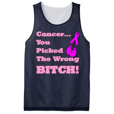 Cancer You Picked The Wrong Bitch Breast Cancer Mesh Reversible Basketball Jersey Tank