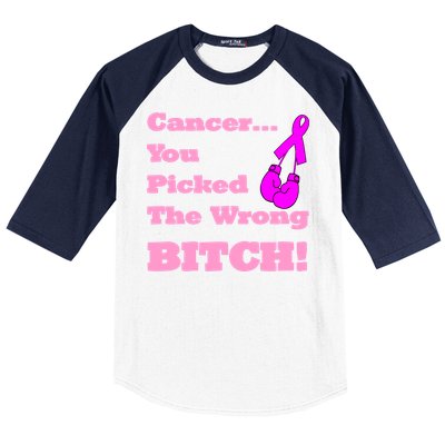 Cancer You Picked The Wrong Bitch Breast Cancer Baseball Sleeve Shirt