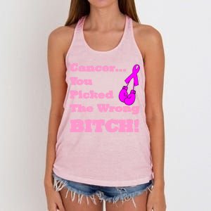 Cancer You Picked The Wrong Bitch Breast Cancer Women's Knotted Racerback Tank