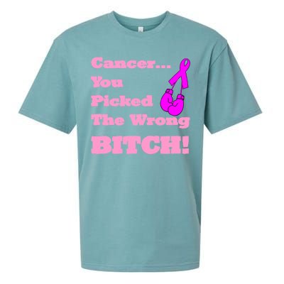 Cancer You Picked The Wrong Bitch Breast Cancer Sueded Cloud Jersey T-Shirt