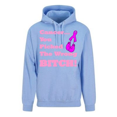 Cancer You Picked The Wrong Bitch Breast Cancer Unisex Surf Hoodie