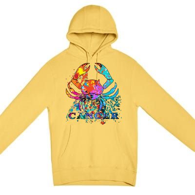 Cancer Zodiac Sign Crab Colorful Premium Pullover Hoodie