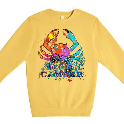 Cancer Zodiac Sign Crab Colorful Premium Crewneck Sweatshirt