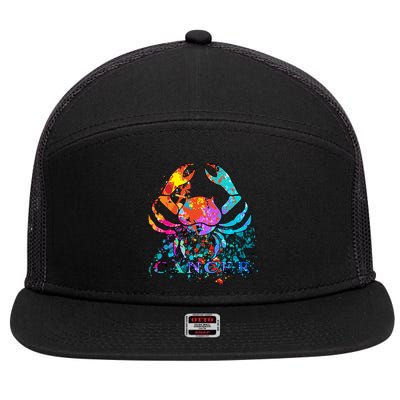 Cancer Zodiac Sign Crab Colorful 7 Panel Mesh Trucker Snapback Hat