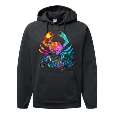 Cancer Zodiac Sign Crab Colorful Performance Fleece Hoodie