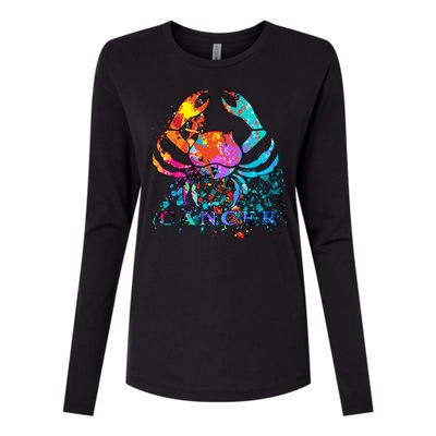 Cancer Zodiac Sign Crab Colorful Womens Cotton Relaxed Long Sleeve T-Shirt