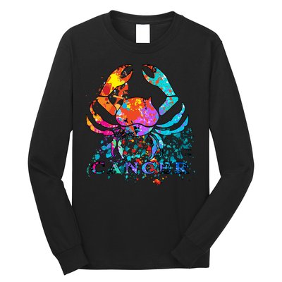 Cancer Zodiac Sign Crab Colorful Long Sleeve Shirt