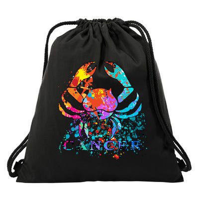 Cancer Zodiac Sign Crab Colorful Drawstring Bag