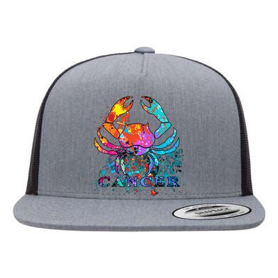 Cancer Zodiac Sign Crab Colorful Flat Bill Trucker Hat