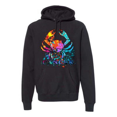 Cancer Zodiac Sign Crab Colorful Premium Hoodie