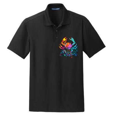 Cancer Zodiac Sign Crab Colorful Dry Zone Grid Polo