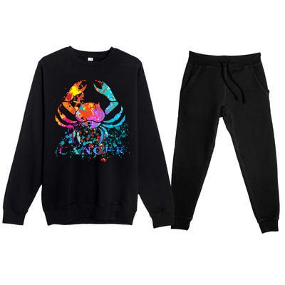 Cancer Zodiac Sign Crab Colorful Premium Crewneck Sweatsuit Set