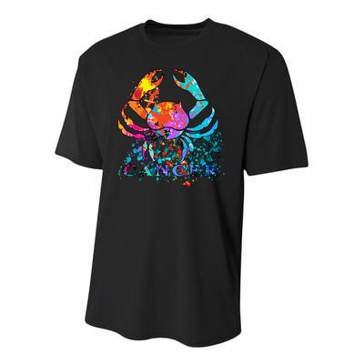 Cancer Zodiac Sign Crab Colorful Youth Performance Sprint T-Shirt