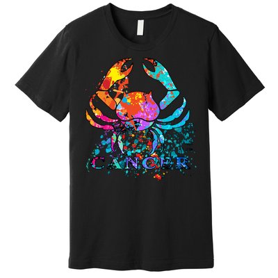 Cancer Zodiac Sign Crab Colorful Premium T-Shirt