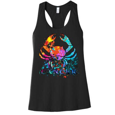 Cancer Zodiac Sign Crab Colorful Women's Racerback Tank