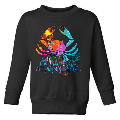 Cancer Zodiac Sign Crab Colorful Toddler Sweatshirt