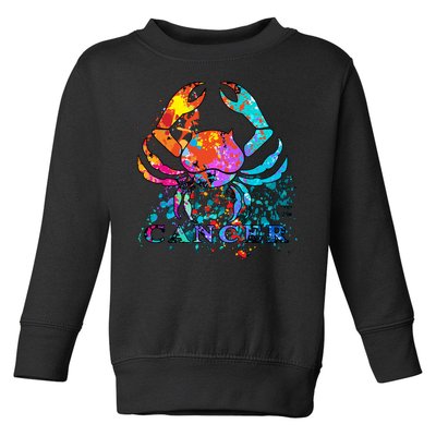 Cancer Zodiac Sign Crab Colorful Toddler Sweatshirt