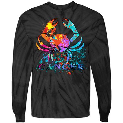 Cancer Zodiac Sign Crab Colorful Tie-Dye Long Sleeve Shirt