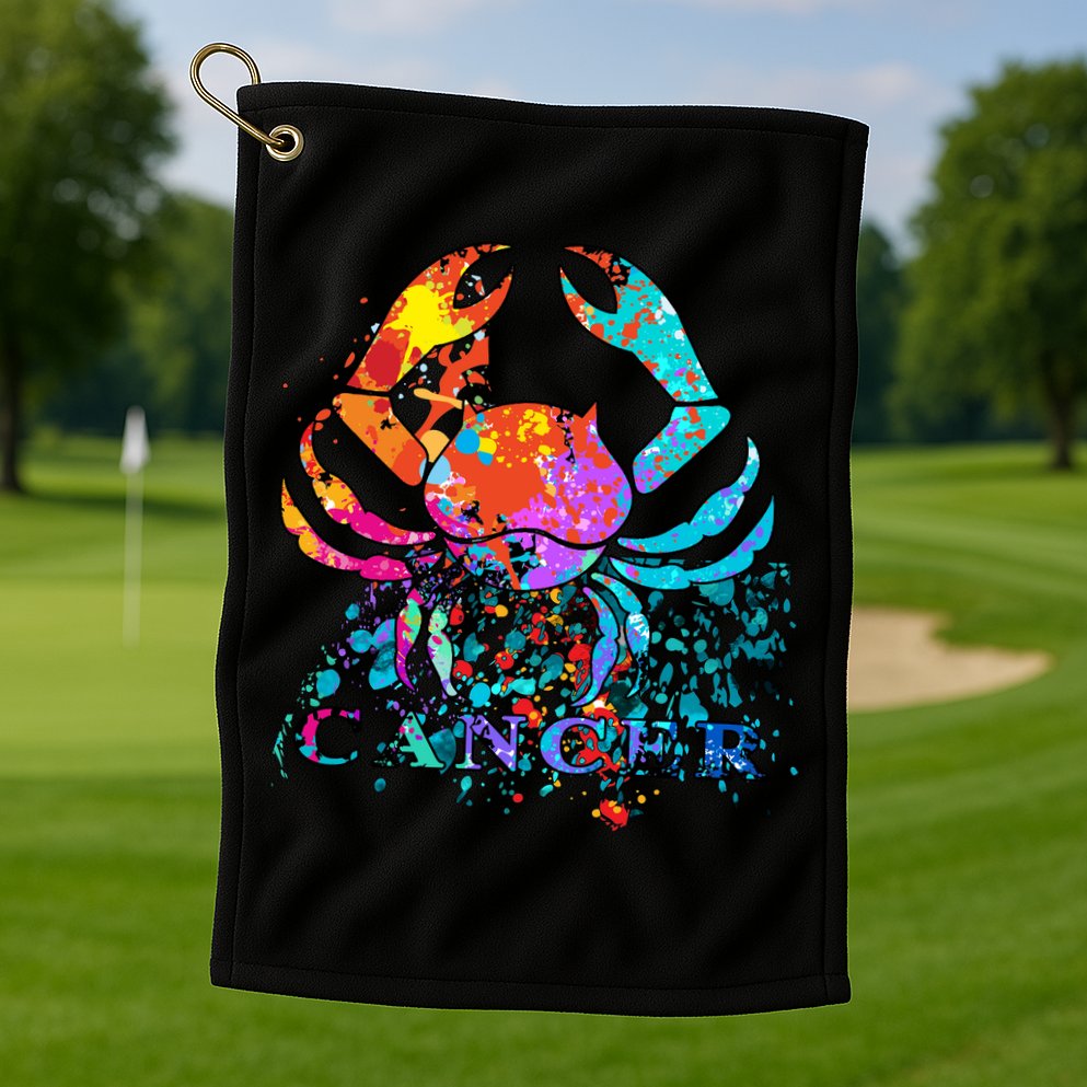 Cancer Zodiac Sign Crab Colorful Golf Towel