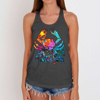 Cancer Zodiac Sign Crab Colorful Women's Knotted Racerback Tank