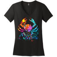 Cancer Zodiac Sign Crab Colorful Women's V-Neck T-Shirt