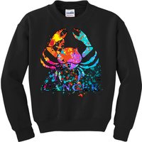 Cancer Zodiac Sign Crab Colorful Kids Sweatshirt