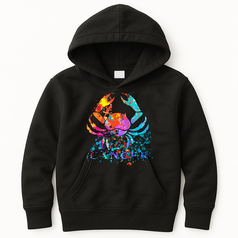 Cancer Zodiac Sign Crab Colorful Kids Hoodie
