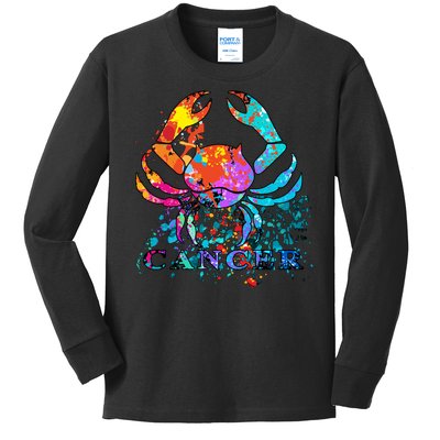 Cancer Zodiac Sign Crab Colorful Kids Long Sleeve Shirt