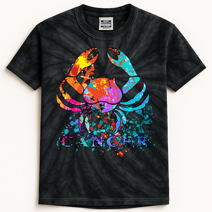 Cancer Zodiac Sign Crab Colorful Kids Tie-Dye T-Shirt