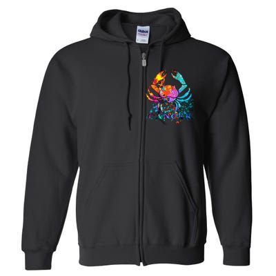 Cancer Zodiac Sign Crab Colorful Full Zip Hoodie