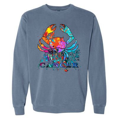 Cancer Zodiac Sign Crab Colorful Garment-Dyed Sweatshirt