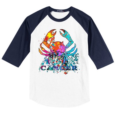 Cancer Zodiac Sign Crab Colorful Baseball Sleeve Shirt