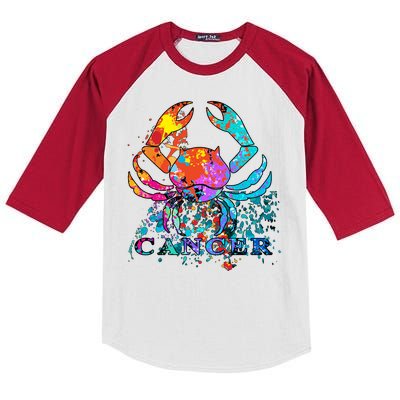 Cancer Zodiac Sign Crab Colorful Kids Colorblock Raglan Jersey