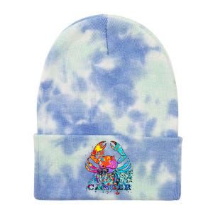 Cancer Zodiac Sign Crab Colorful Tie Dye 12in Knit Beanie