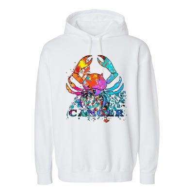 Cancer Zodiac Sign Crab Colorful Garment-Dyed Fleece Hoodie