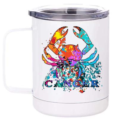 Cancer Zodiac Sign Crab Colorful 12 oz Stainless Steel Tumbler Cup