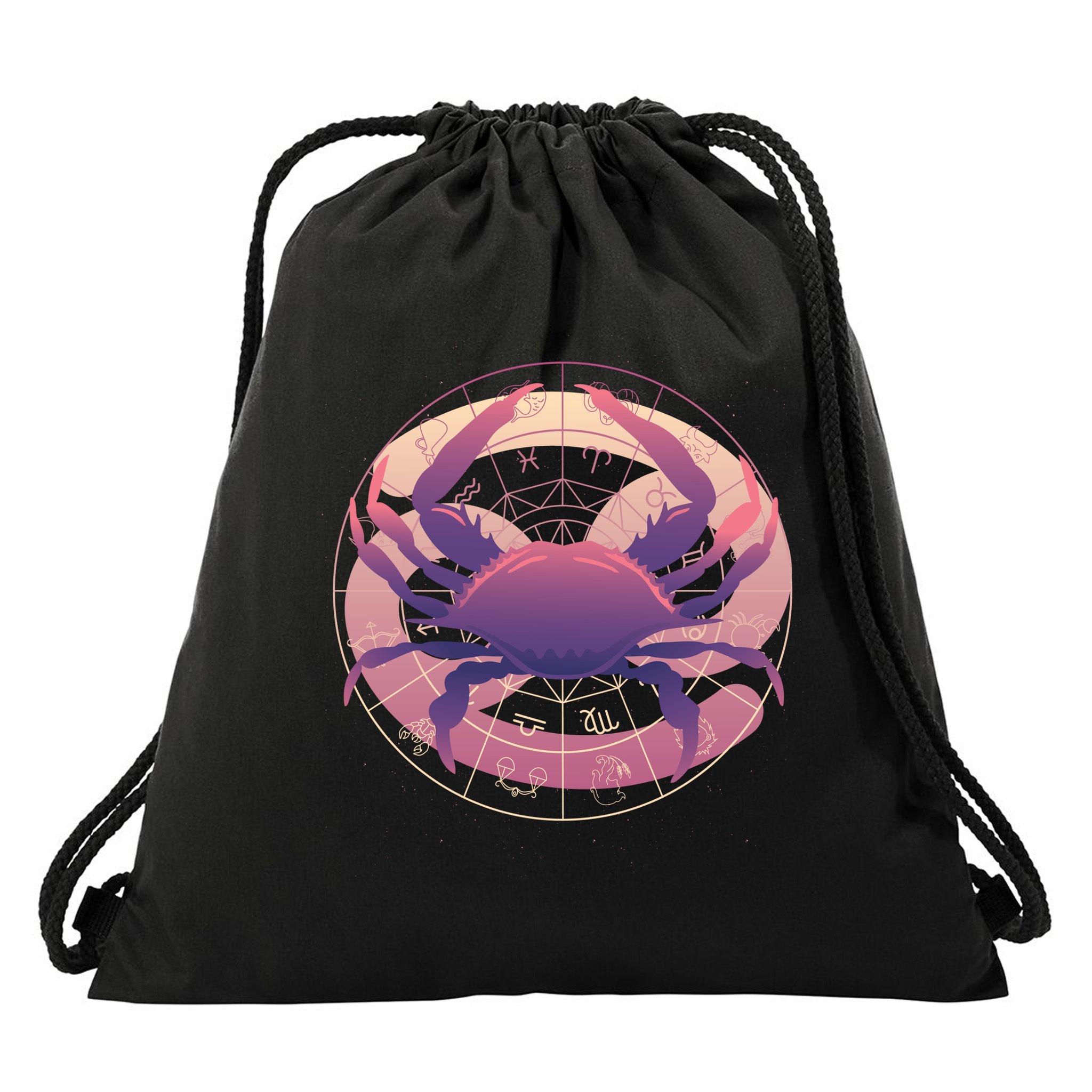 Cancer Zodiac Symbol Drawstring Bag