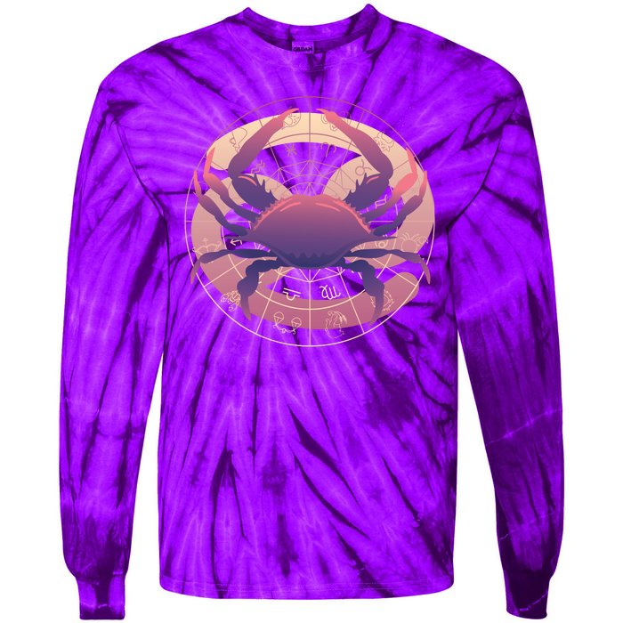 Cancer Zodiac Symbol Tie-Dye Long Sleeve Shirt