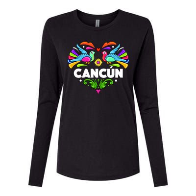 Cancun Artistic Heart Womens Cotton Relaxed Long Sleeve T-Shirt